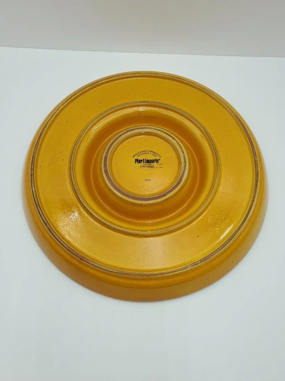 Pier 1 Sunflower Chip & Dip Server Terracotta Veggie & Dip Serving Plate